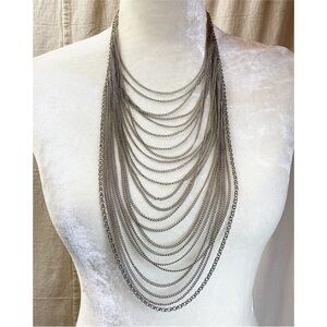 KH Studio silver tone multi strand necklace ladder style NWT